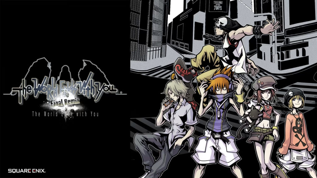 All of the main characters pose for the key are of The World Ends With You.