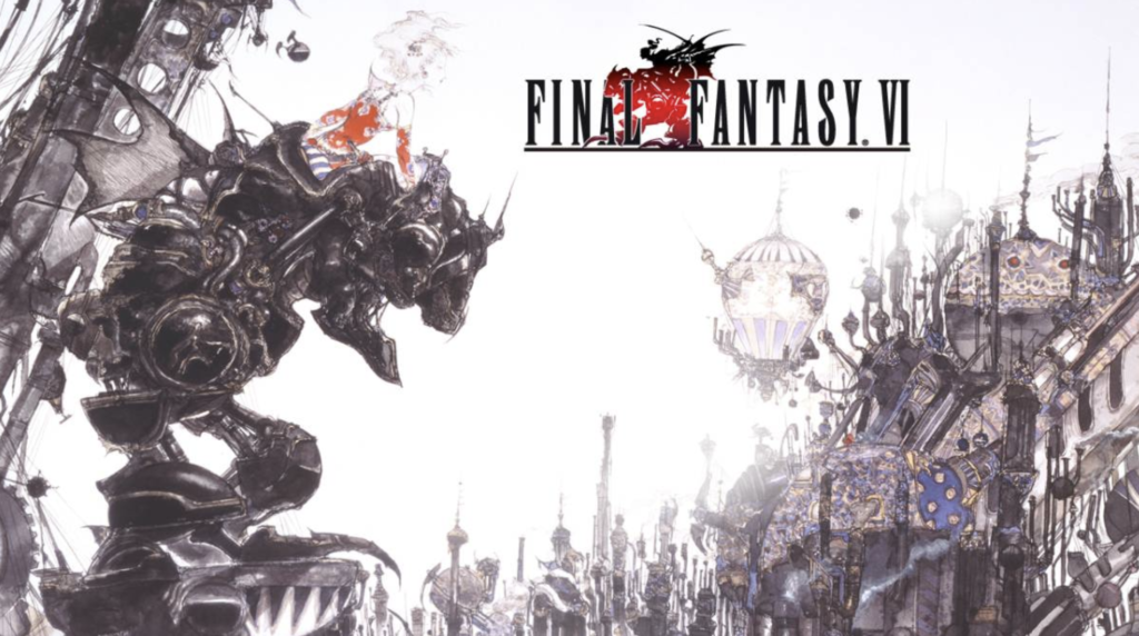 Terra leans out of a mech in the box art for Final Fantasy VI.