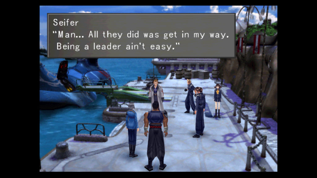 Seifer holds a conversation in Final Fantasy VIII.