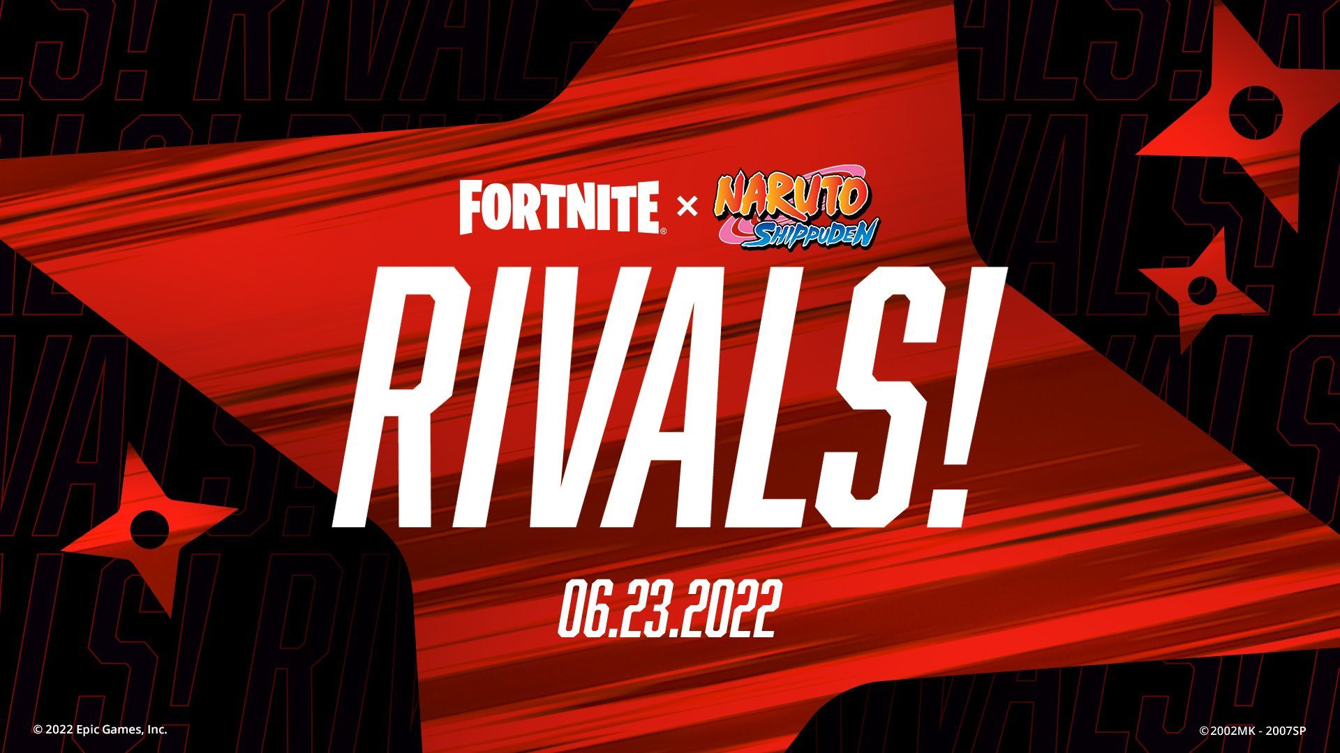 Fortnite and Naruto Rivals logo with a release date of June 23, 2022