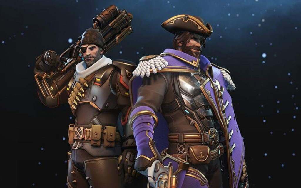 Cassidy and Soldier: 76 stand in new pirate-themed skins.