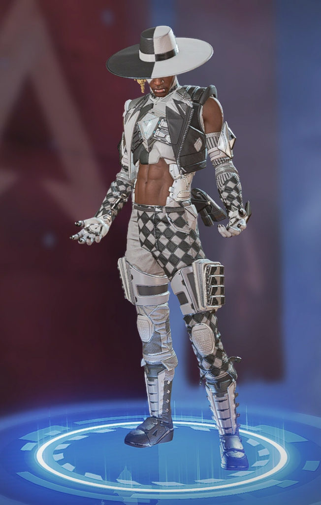 Seer wears a black-and-white checkered skin.