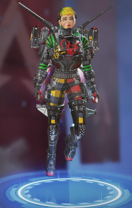Valkyrie wears a dramatic black and green skin.