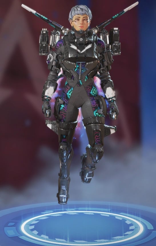 Valkyrie wears a patterned teal skin.