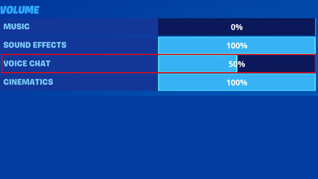 Fortnite Volume Settings