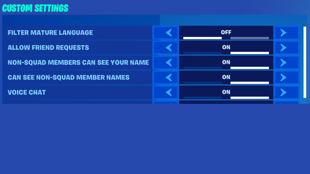 Fortnite Parental Settings