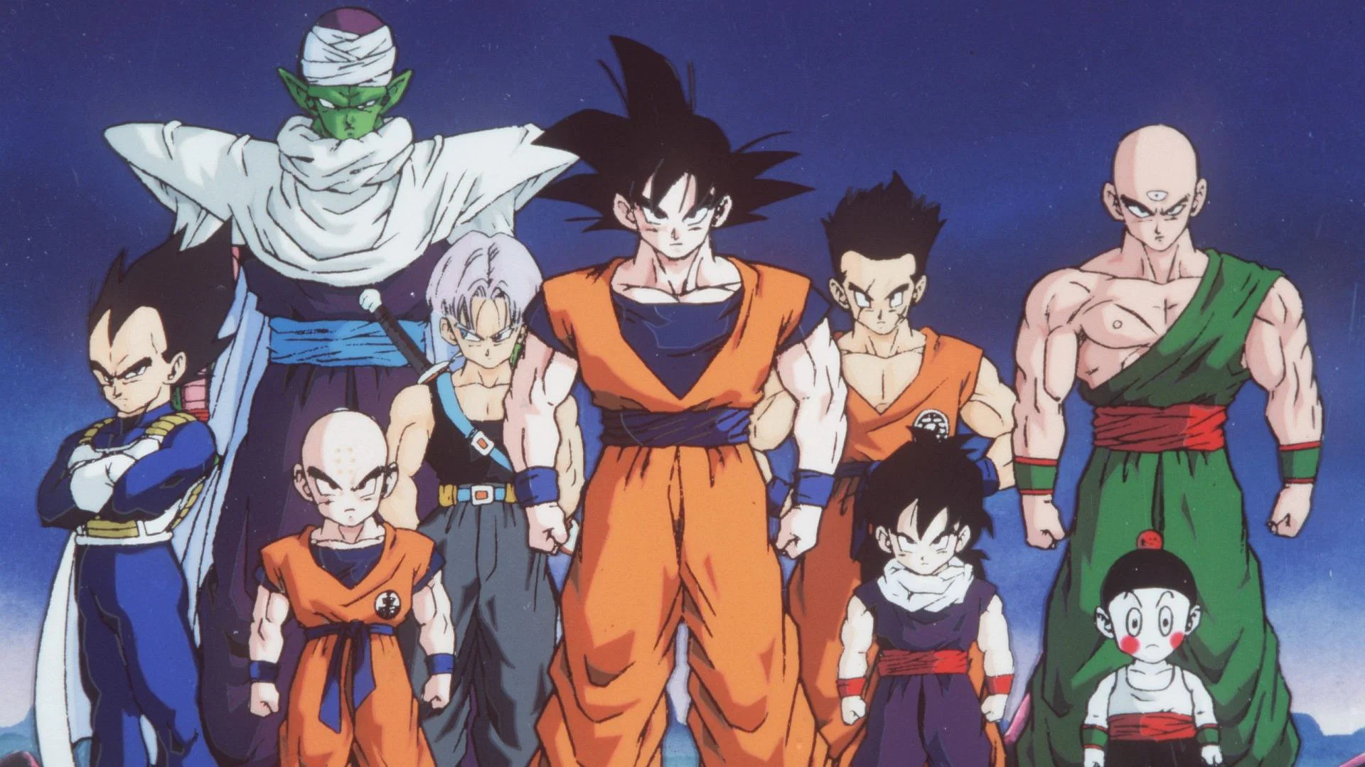 Characters from Dragon Ball in an ensemble photo