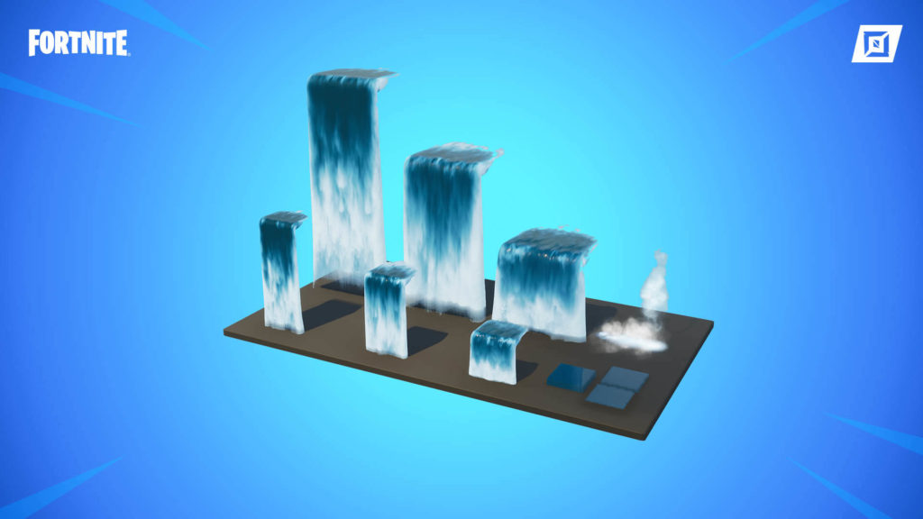 Various sized waterfalls and water textures for Fortnite Creative