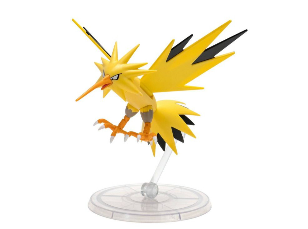 A Zapdos action figure on a stand.