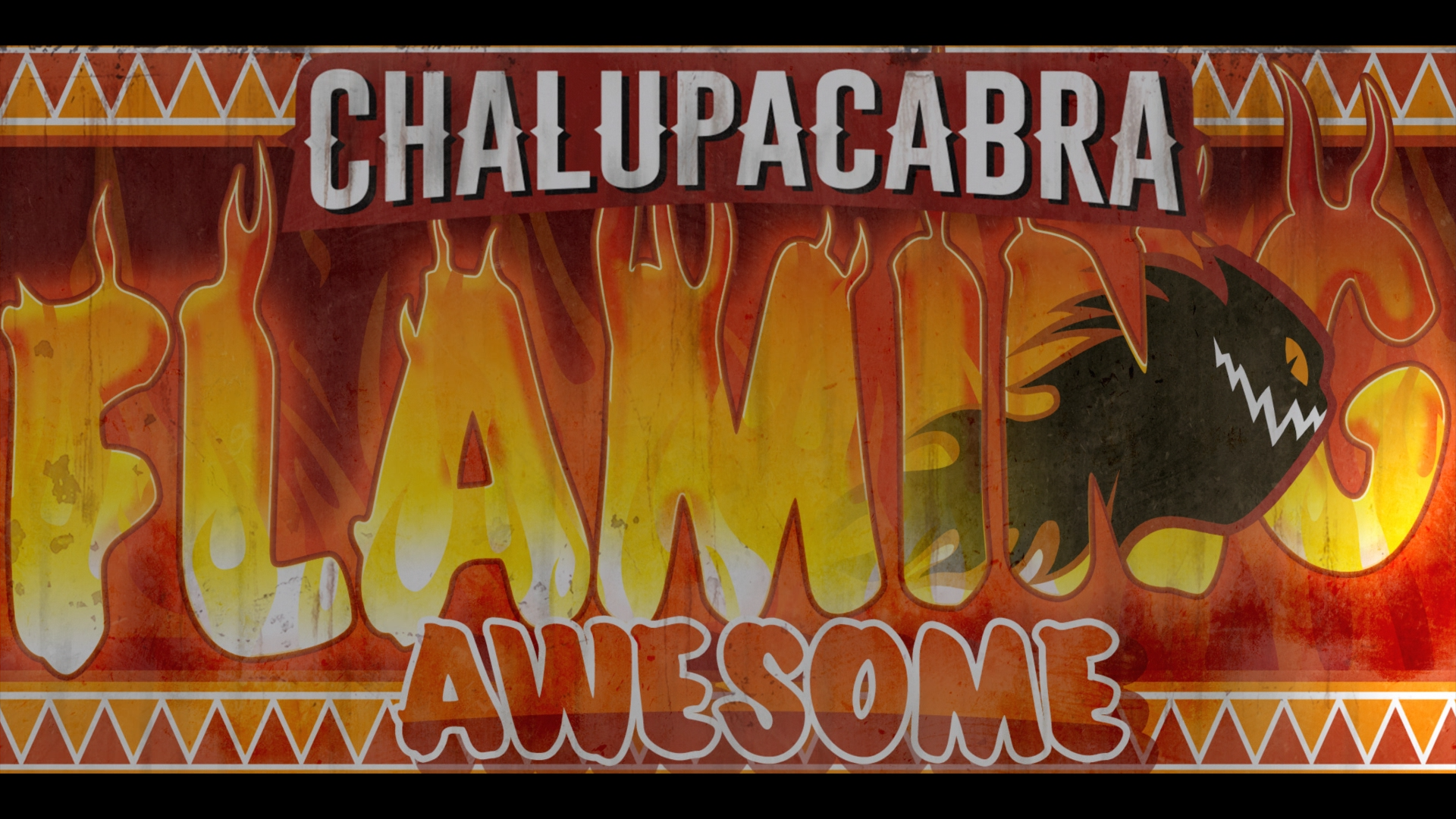 A screenshot from Saints Row showing the Venture title card for the Chalupacabra restaurant with a flaming pepper