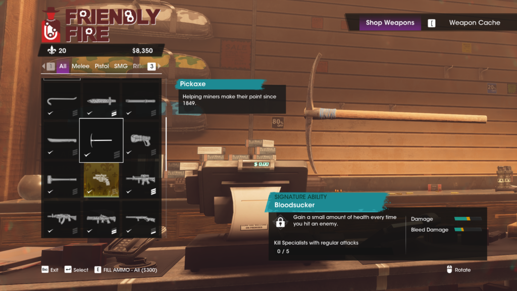A screenshot of a rusted Pickaxe in Saints Row
