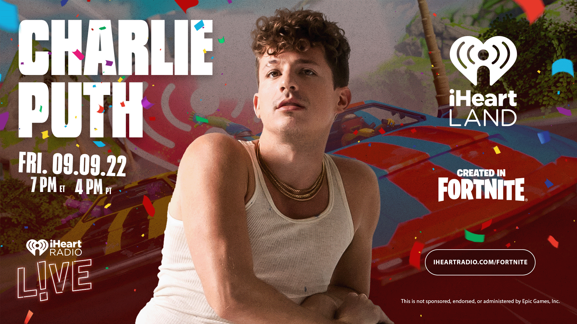 How to watch charlie puth in fortnite iheartland island code start