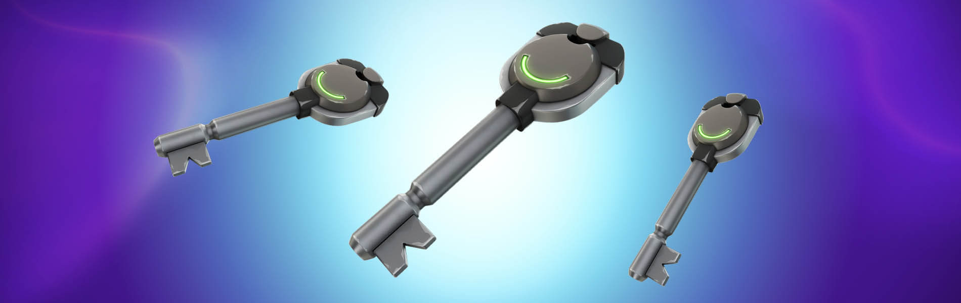 A promotional image from Fortnite showing keys used to unlock vaults