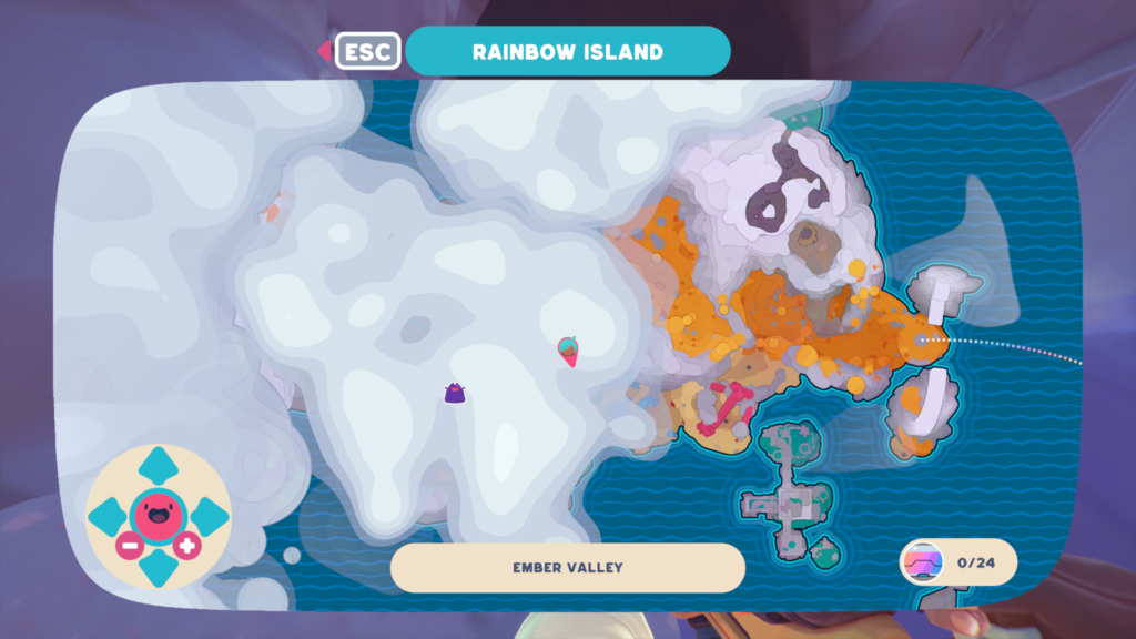 A screengrab from Slime Rancher 2 showing the entrance to a cave on the map