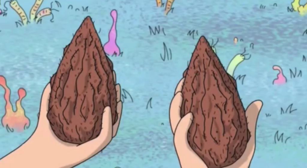 A screengrab from Rick and Morty showing the large mega seeds