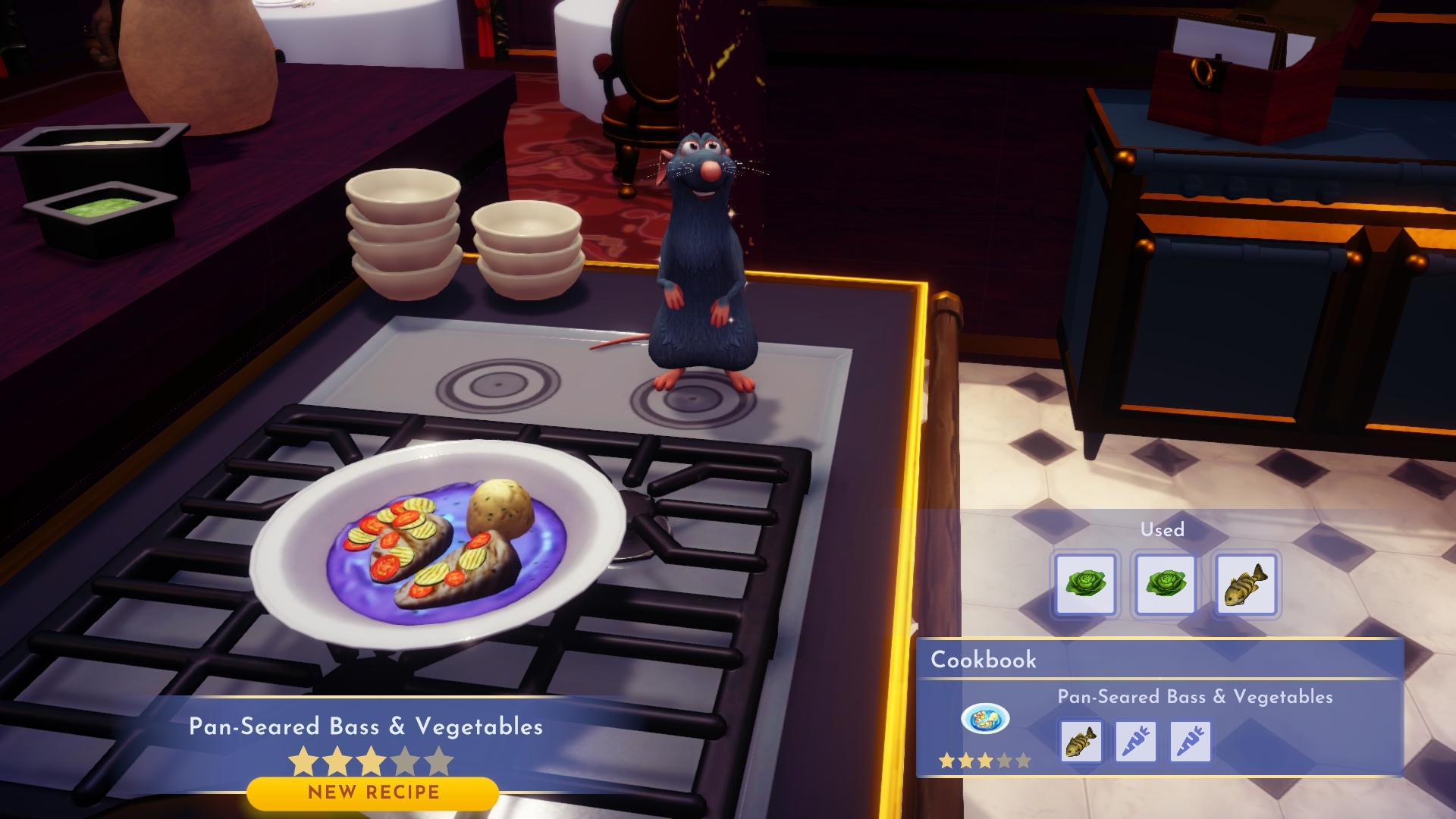 How to make Pan Seared Bass and Vegetables in Disney Dreamlight Valley
