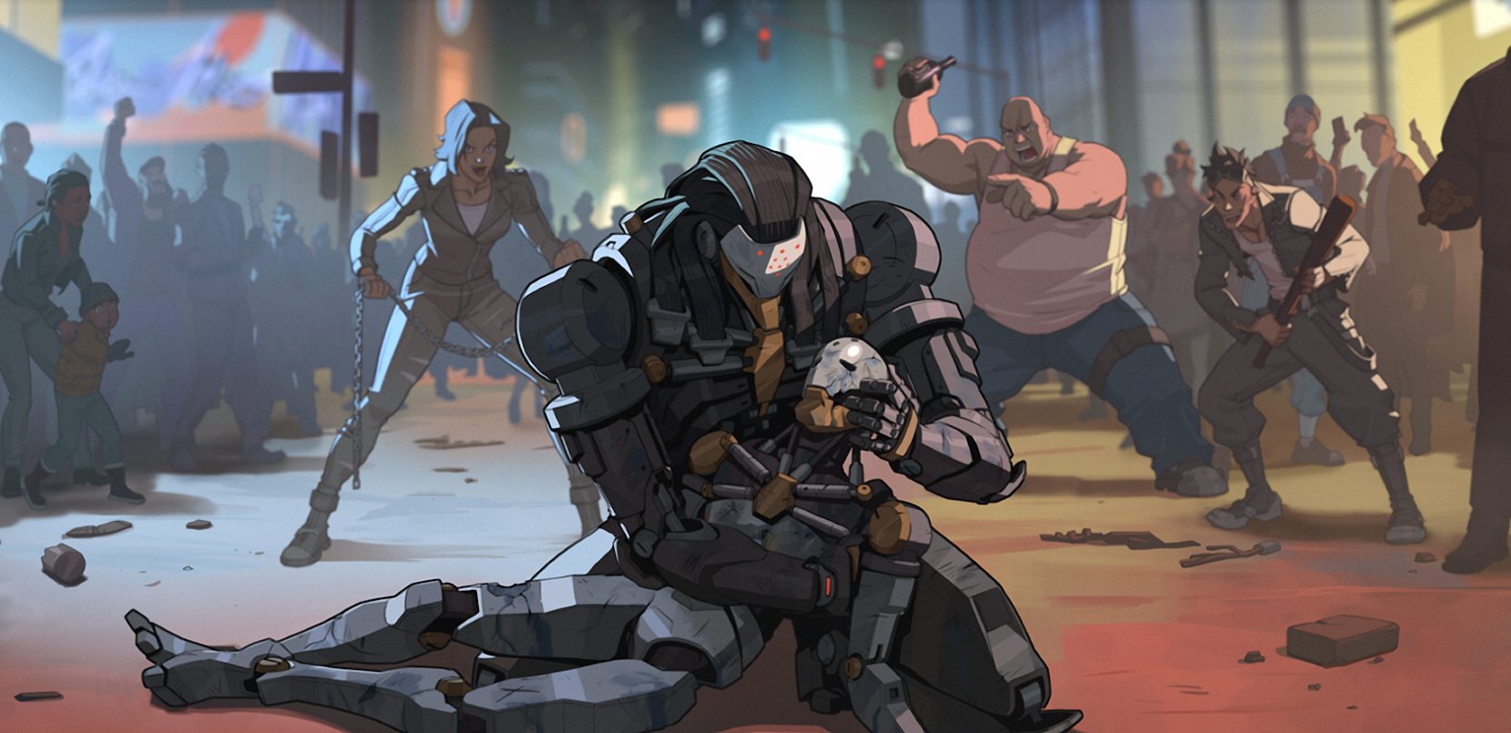 Ramattra holds a deceased omnic.