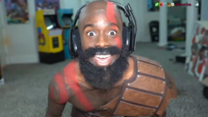 Kai Cenat preps for God of War Ragnarök with dancing Kratos cosplay