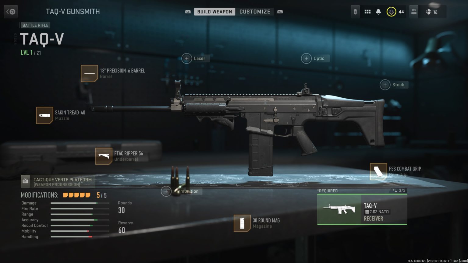 Best TAQV (SCARH) loadout and class setup in MW2 Best attachments for the TAQV in MW2 Dot