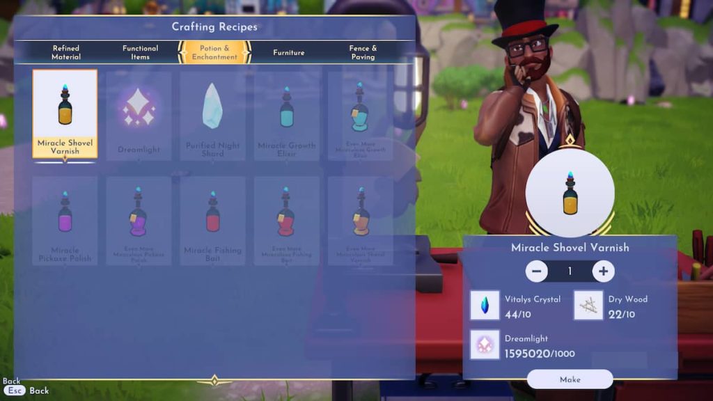 How to make Miracle Shovel Varnish in Disney Dreamlight Valley Dot