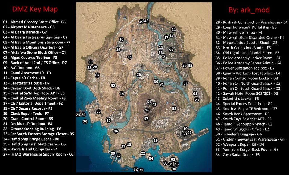 DMZ Key Locations Map | Where To Use Every Key In DMZ - Dot Esports